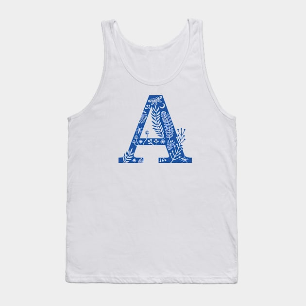 Letter A blue Tank Top by Maggiemagoo Designs